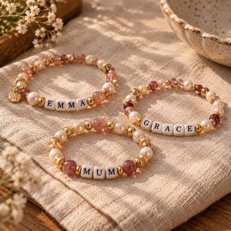 Handmade name bracelets with letter beads